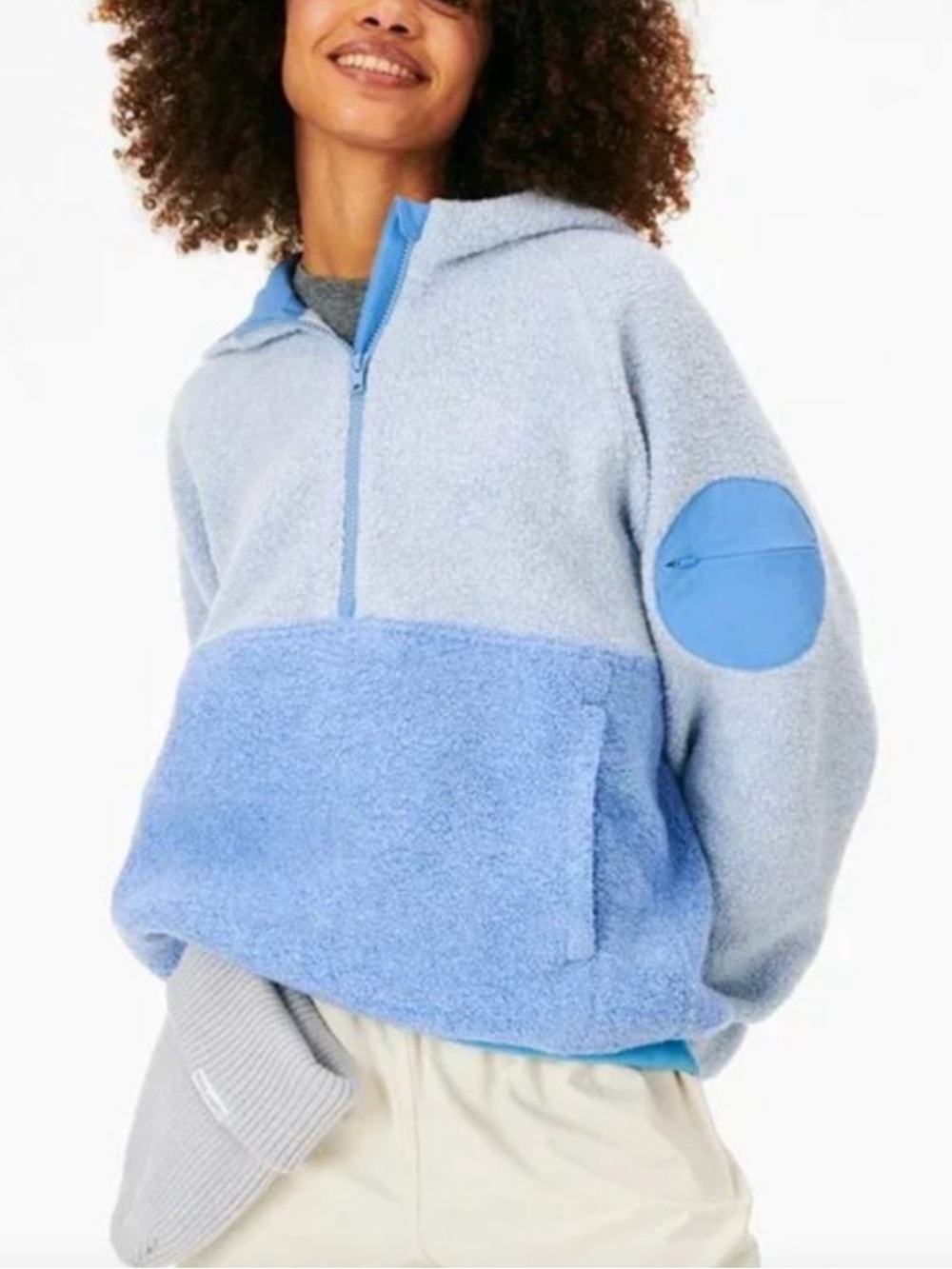 Outdoor Voices MegaFleece 1/2 Zip Pullover Hoodie Dusty Blue Size XS Womens